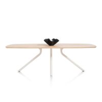 Arvada, table 250 x 110 cm. - ovale - pied central Nebbia - Naturel Nebbia