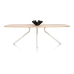 Arvada, table 250 x 110 cm. - ovale - pied central Nebbia - Naturel Nebbia