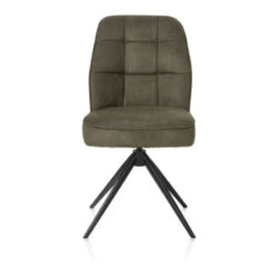 Bell, eetkamerstoel - steelbrown frame - draaibaar - relax - pocket - stof Calabria - mosgroen