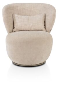 Solee, fauteuil - 360 draaibaar - incl. lende-kussen - combi stof Luton & Cadiz - frame tone in tone - Creme