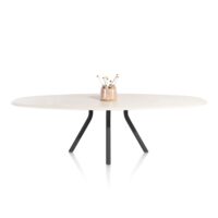 Lund, table ovale 270 x 120 cm. - stone-skin - pied central long - Noir nebbia