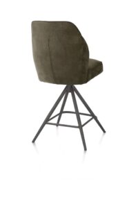 Bell, chaise de bar - pi&eacute;tement graphite - pivotante - confort ressorts - tissu calabria - vert mousse - Image 3