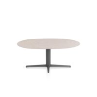 Saluti, eetkamertafel ellips 180 X 105 cm. - centrale teenpoot - grafiet - Light sand
