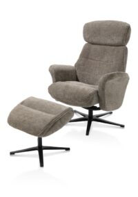 Lazaro, relaxfauteuil met poef - stof Livigno - bruin