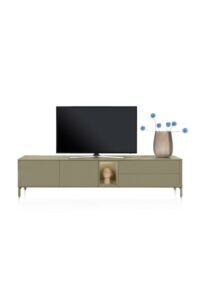 Trentino, Lowboard 240 cm. - 2-deuren + 2-laden + 1-niche - mdf gelakt - Olijf
