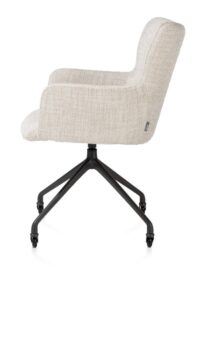 Sage, armstoel + wielen - alu frame in rough off black - stof Luton - Creme - Afbeelding 3
