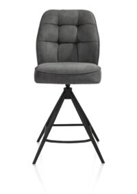 Bell, barstoel - zwart frame - draaibaar - pocket - stof calabria - Antraciet