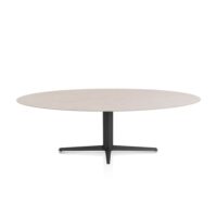 Saluti, eetkamertafel ellips 240 X 110 cm. - centrale teenpoot - rough off black - Light sand