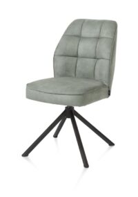 Bell, chaise - piétement tubulaire noir - pivotante - confort ressorts - tissu Calabria - Olive - Image 2