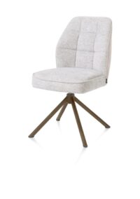 Bell, eetkamerstoel - steelbrown frame recht - draaibaar - pocket - combi Calabria/Vada - Kiezel