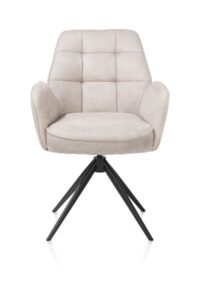 Bell, armstoel - zwart frame - draaibaar - pocket - stof Calabria - Kiezel