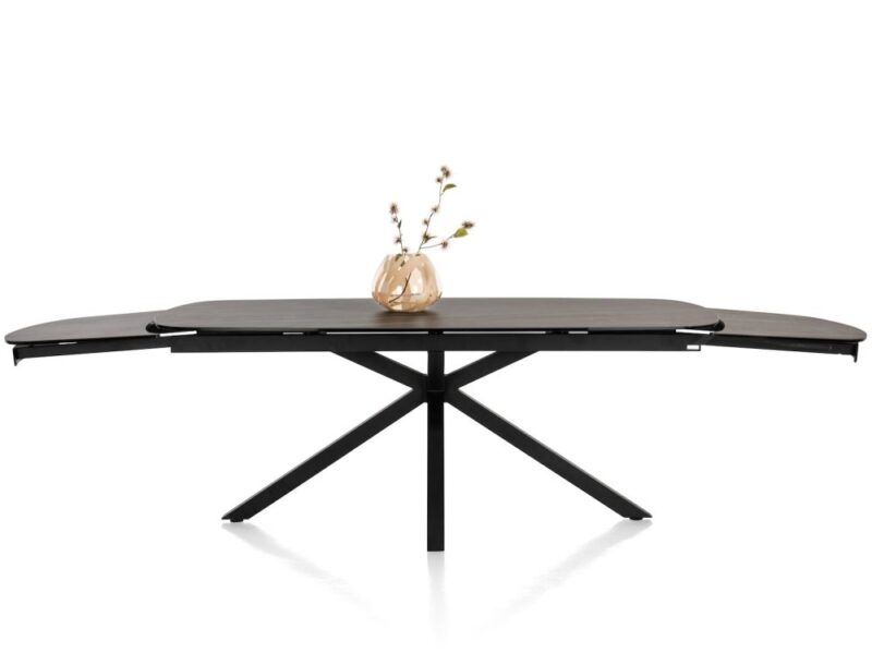 Montello, Uitschuiftafel 200 X 100 Cm. (+ 2 X 50) - Centrale Poot - Keramiek Blad - Zwart - Afbeelding 3