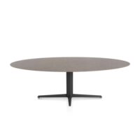 Saluti, eetkamertafel ellips 240 X 110 cm. - centrale teenpoot - rough off black - Lava