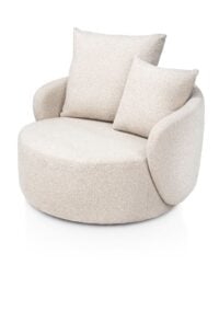Elise, draaifauteuil met poef - stof Cloudy - Afbeelding 2