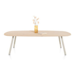 Niora, table 270 x 120 cm - ovale - pied metal - Silk grey naturel