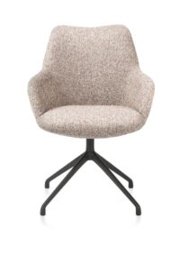 Mats, armstoel aluminium frame 4-poots - draaibaar rough off black - stof Luton - Koper
