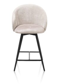 Owen, chaise de bar 4-pieds - noir (ROB) - pivotant - tissu Calabria / Enzo - Caillou