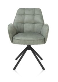 Bell, chaise à accoudoirs - piétement tubulaire noir - pivotante - confort ressorts - tissu Calabria - Olive