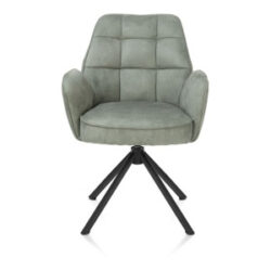 Bell, chaise à accoudoirs - piétement tubulaire noir - pivotante - confort ressorts - tissu Calabria - Olive