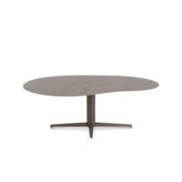 Saluti, eetkamertafel organisch 210 X 120 cm. - centrale teenpoot - steelbrown - Lava