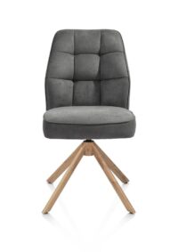 Bell, chaise - pi&eacute;tement aspect ch&ecirc;ne - pivotante - confort ressorts - tissu Calabria - Anthracite