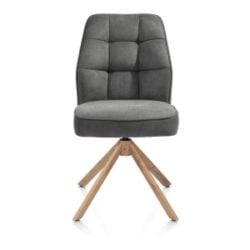 Bell, chaise - pi&eacute;tement aspect ch&ecirc;ne - pivotante - confort ressorts - tissu Calabria - Anthracite