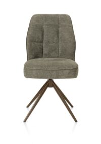 Bell, eetkamerstoel - steelbrown frame - draaibaar - relax - pocket - combi Calabria/Vada - mosgroen