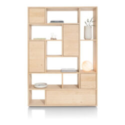 Lugana, roomdivider 150 cm - 4-portes + 1-tiroir + 8-niches - natural