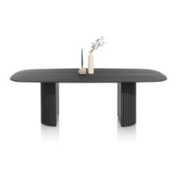 Pavie, table ovale 240 x 120 cm (pied en bois) - castle black