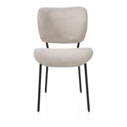 Julia, eetkamerstoel - 4-pootjes - rough off black - stof Vada - beige