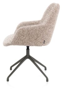 Mats, armstoel aluminium frame 4-poots - draaibaar grafiet - stof Luton - Koper - Afbeelding 3