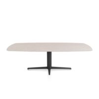 Saluti, eetkamertafel ovaal 240 X 110 cm. - centrale teenpoot - rough off black - Light sand