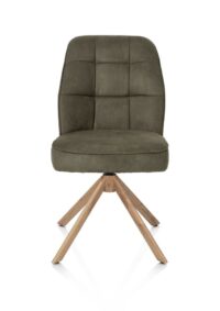 Bell, chaise - piétement aspect chêne - pivotante - relax - confort ressorts - tissu Calabria - vert mousse