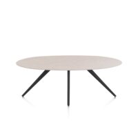 Saluti, eetkamertafel ellips 210 x 105 cm. - 4 poot - rough off black - Light sand