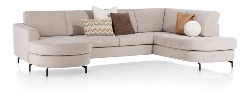 Alcona, U-Bank Afgerond Rechts - Stof Vada - Beige - Afbeelding 2