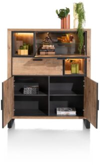 Pavarotti, highboard 125 cm - 2-deuren + 1-lade + 1-klep + 2-niches (+ LED) - Afbeelding 3