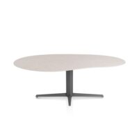 Saluti, eetkamertafel organisch 210 X 120 cm. - centrale teenpoot - grafiet - Light sand
