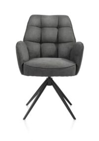 Bell, armstoel - zwart frame - draaibaar - pocket - stof Calabria - Antraciet