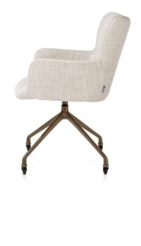 Sage, armstoel + wielen - alu frame in steelbrown - stof Luton - Creme - Afbeelding 3