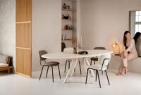 Lund, table ovale 210 x 120 cm. - stone-skin - pied central long - Nebbia - Image 3
