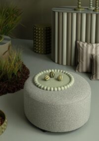 BeautiQ - Vero poef - rond 34cm - Olijf - Afbeelding 3