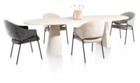 Lund, table ronde 140 cm. - stone-skin - pied cone - Noir nebbia - Image 2