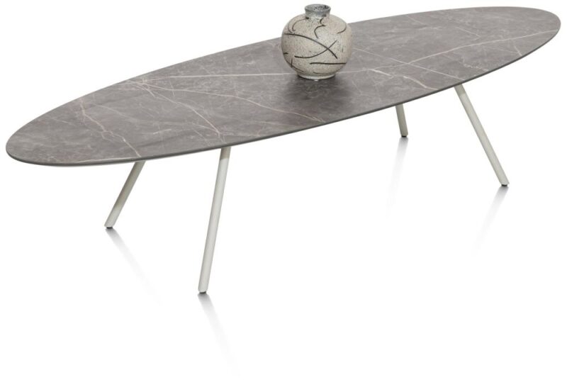 Niora, Salontafel 150 X 50 Cm - Hpl Marmer Licht Grijs - Silk Grey - Afbeelding 2