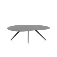 Saluti, eetkamertafel organisch 210 x 120 cm. - 4 poot - rough off black - Antraciet