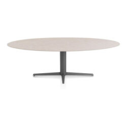 Saluti, table ellipse 240 X 110 cm. - pied central - graphite - Light sand