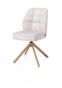 Bell, chaise - piétement aspect chêne - pivotante - confort ressorts - tissu Calabria - Caillou - Image 2