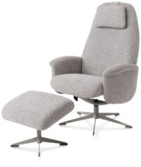 Tonale, relax-fauteuil incl. poef - silk grey frame - stof Vada kiezel