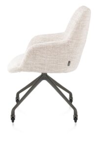 Mats, armstoel aluminium frame wielen grafiet - stof Luton crème - Creme - Afbeelding 3