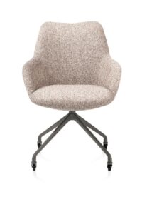 Mats, armstoel aluminium frame wielen grafiet - stof Luton crème - Koper