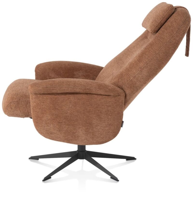 Tonale, Relax-Fauteuil Incl. Poef - Graphiet Frame - Stof Vada Kiezel Of Koper - Koper - Afbeelding 2